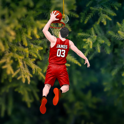 Personalized Basketball Player Ornament – Custom Name & Number Christmas Decoration Ornament
