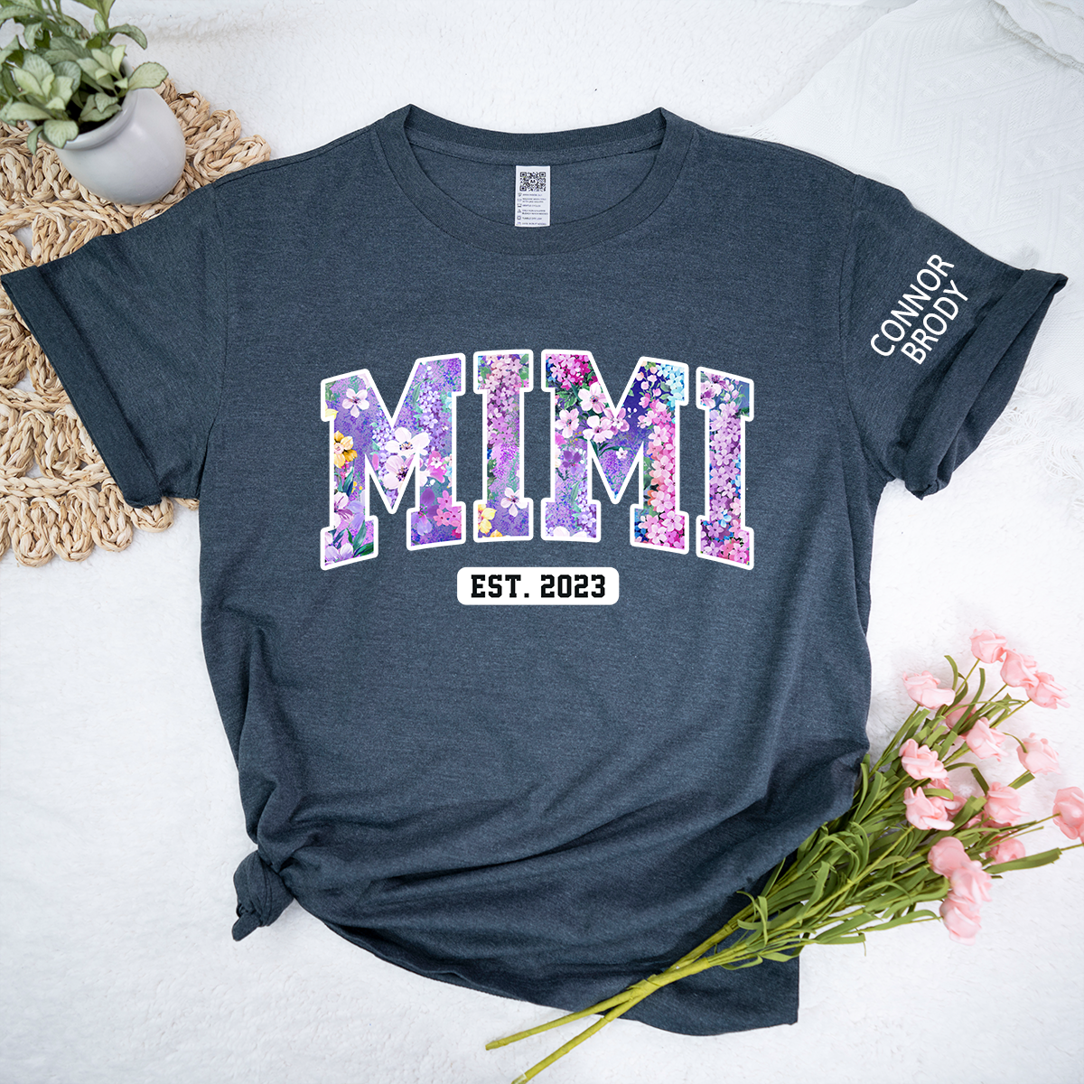 Mimi Floral Purple Shirt, Custom Mimi And Kids, Mother's Day Gift TH
