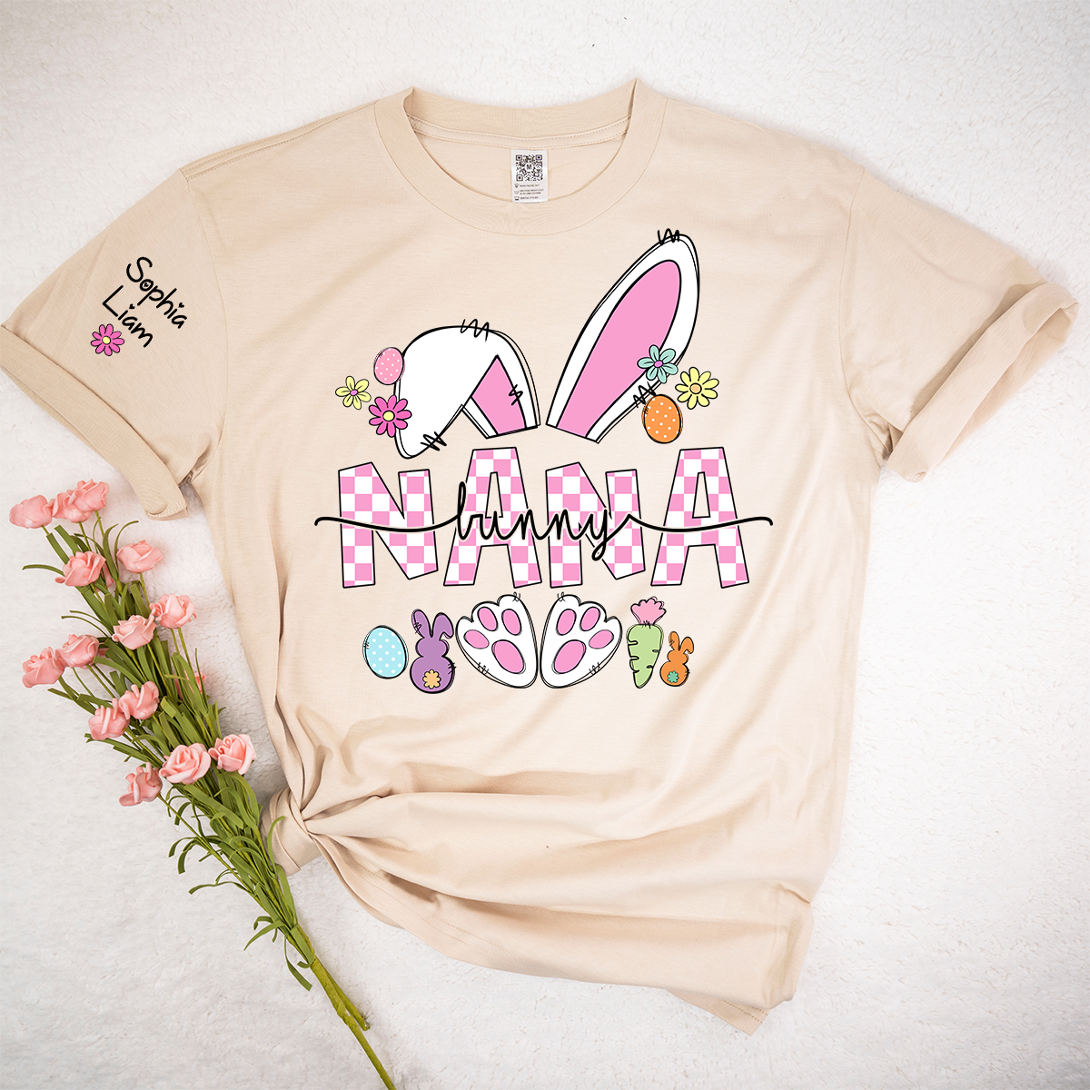 Personalized Nana Easter Shirt with Bunny, Custom Name Grandma T Shirt, Cute Spring Family Gift