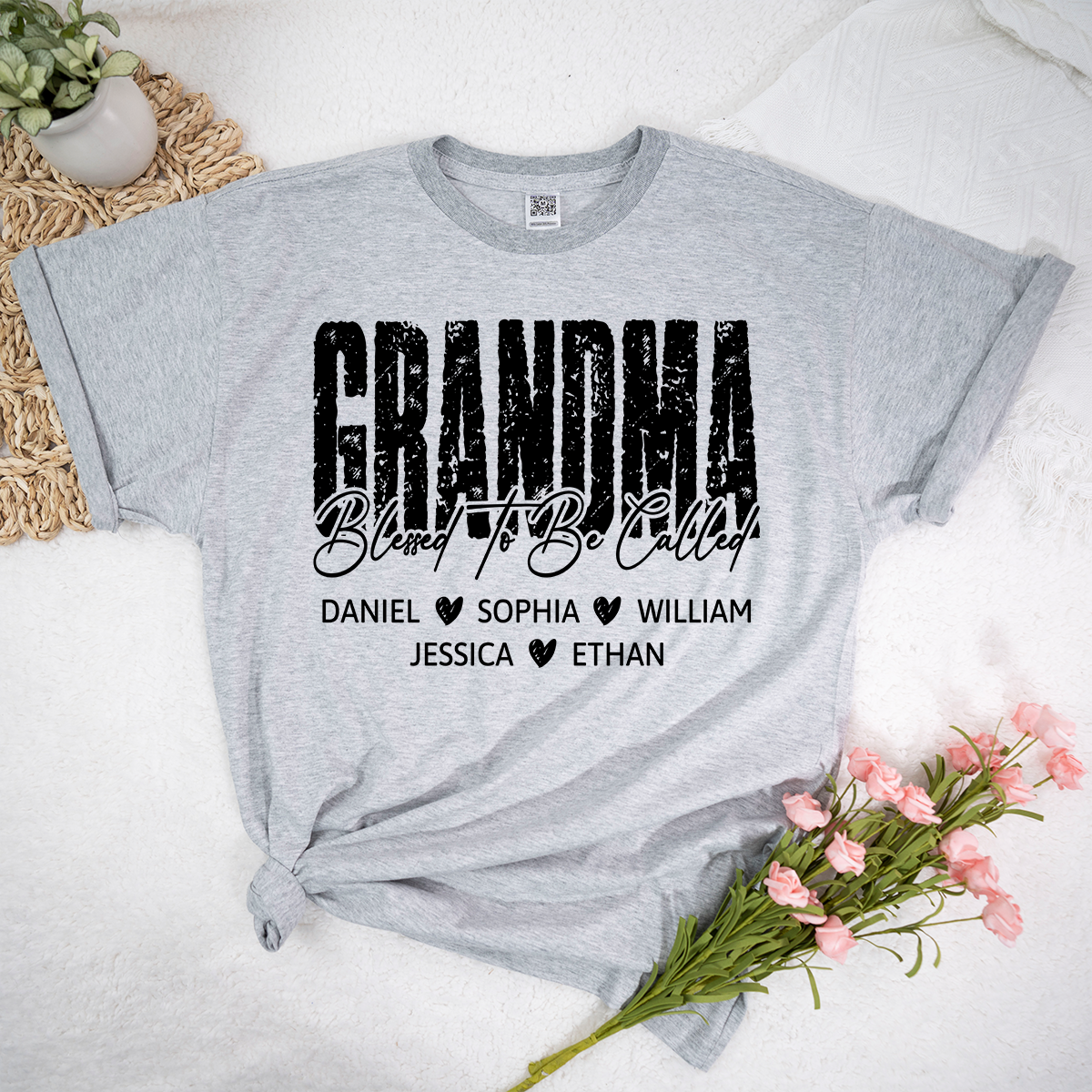 Blessed To Be Called Grandma Shirt, Custom Grandma Name T Shirt with Kids Names, Sentimental Family Apparel for Her