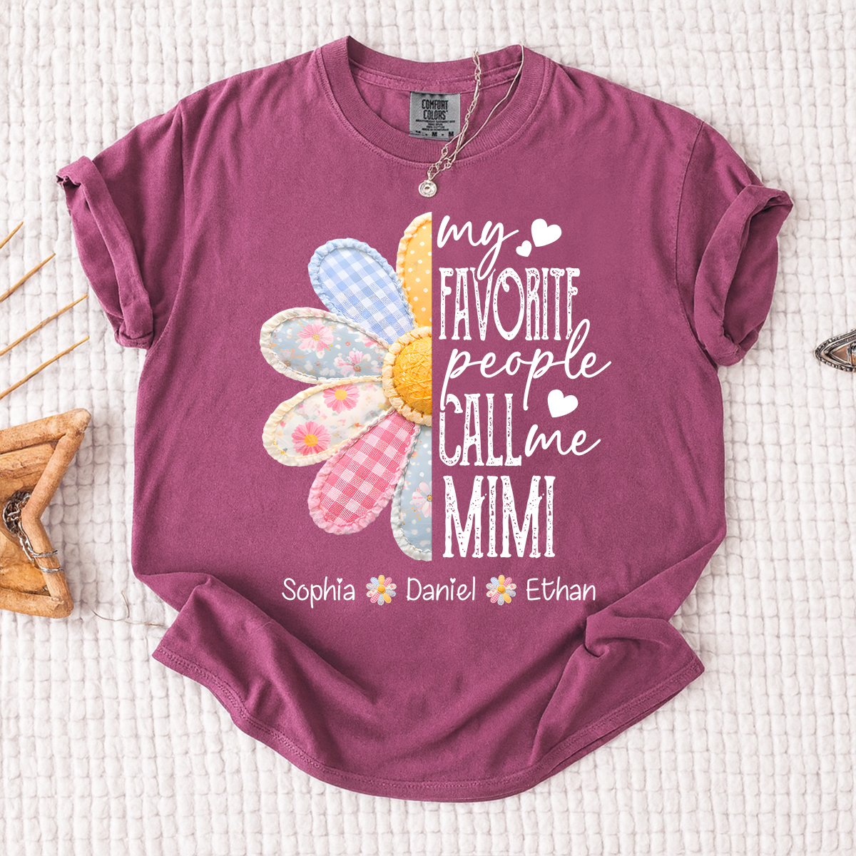Comfort Colors Personalized Mimi Shirt Floral Design, My Favorite People Call Me Mimi Custom Family Names Tee