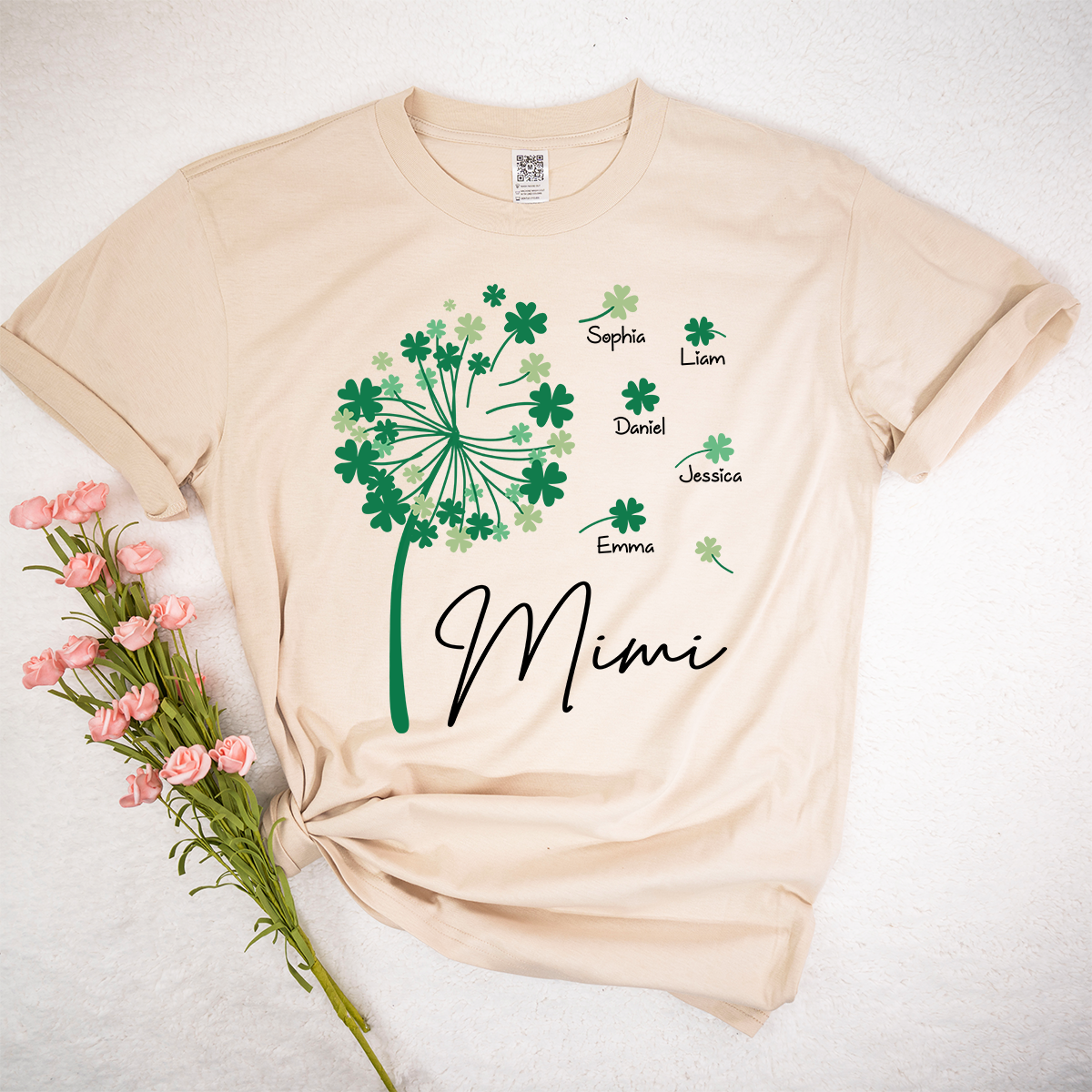 Personalized Mimi Shirt with Kids Names, Shamrock Dandelion Design, St Patricks Day Family Shirt for Grandma, Custom Lucky Mimi T Shirt