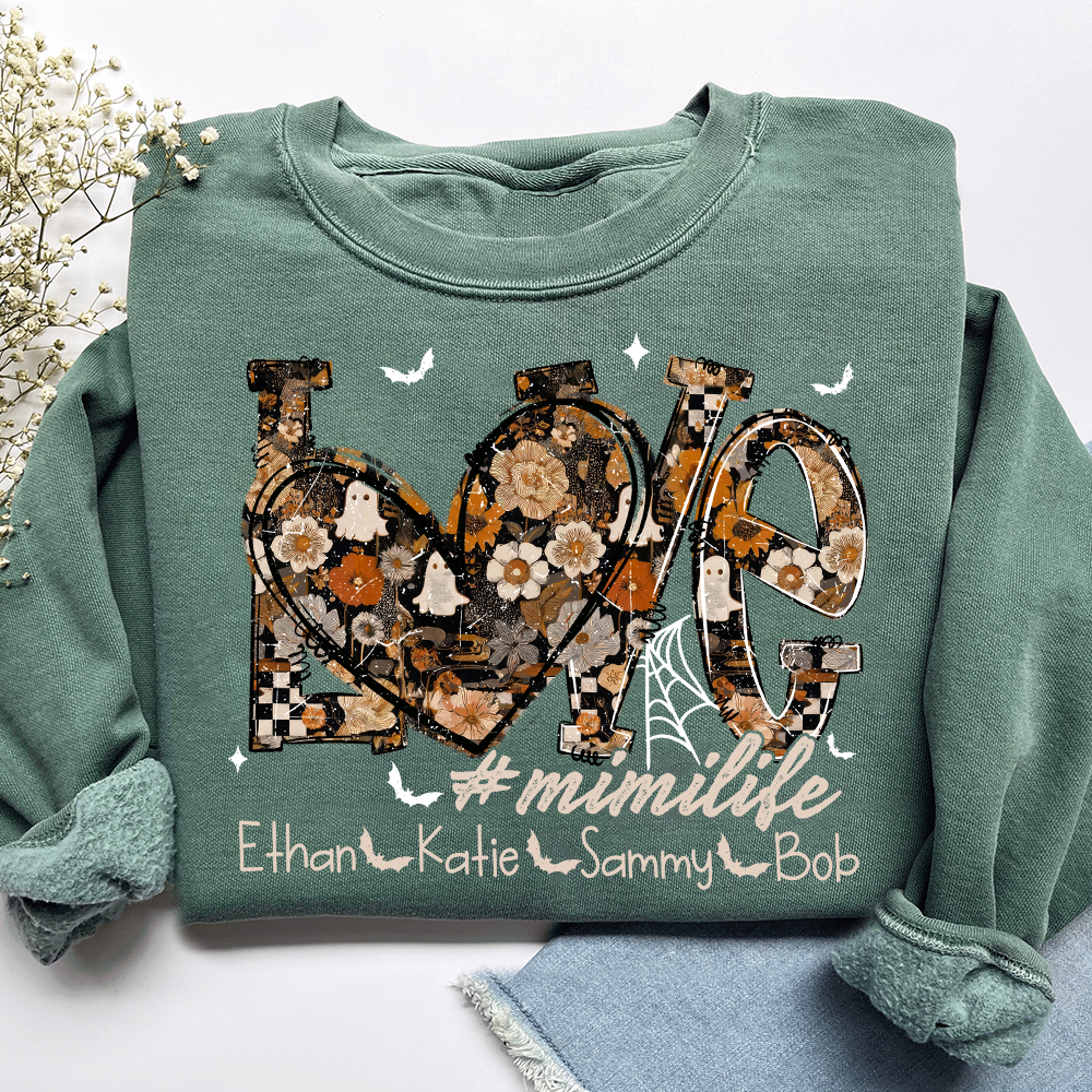 Love Mimi Life Halloween Sweatshirt Outfit for Grandma And Kids