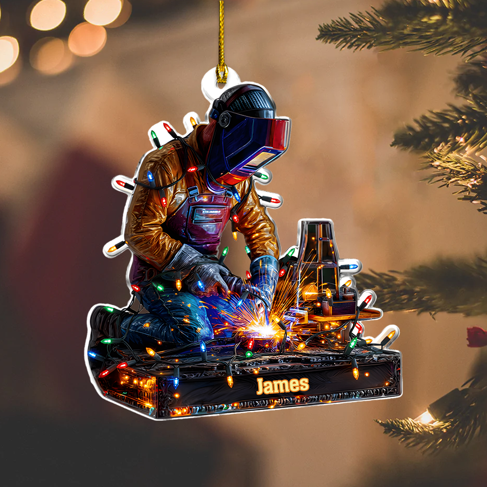 Personalized Welder Ornament 2025 – Custom Welding Ornament with Name, Christmas Gift for Metalworker or Machinist Ornament