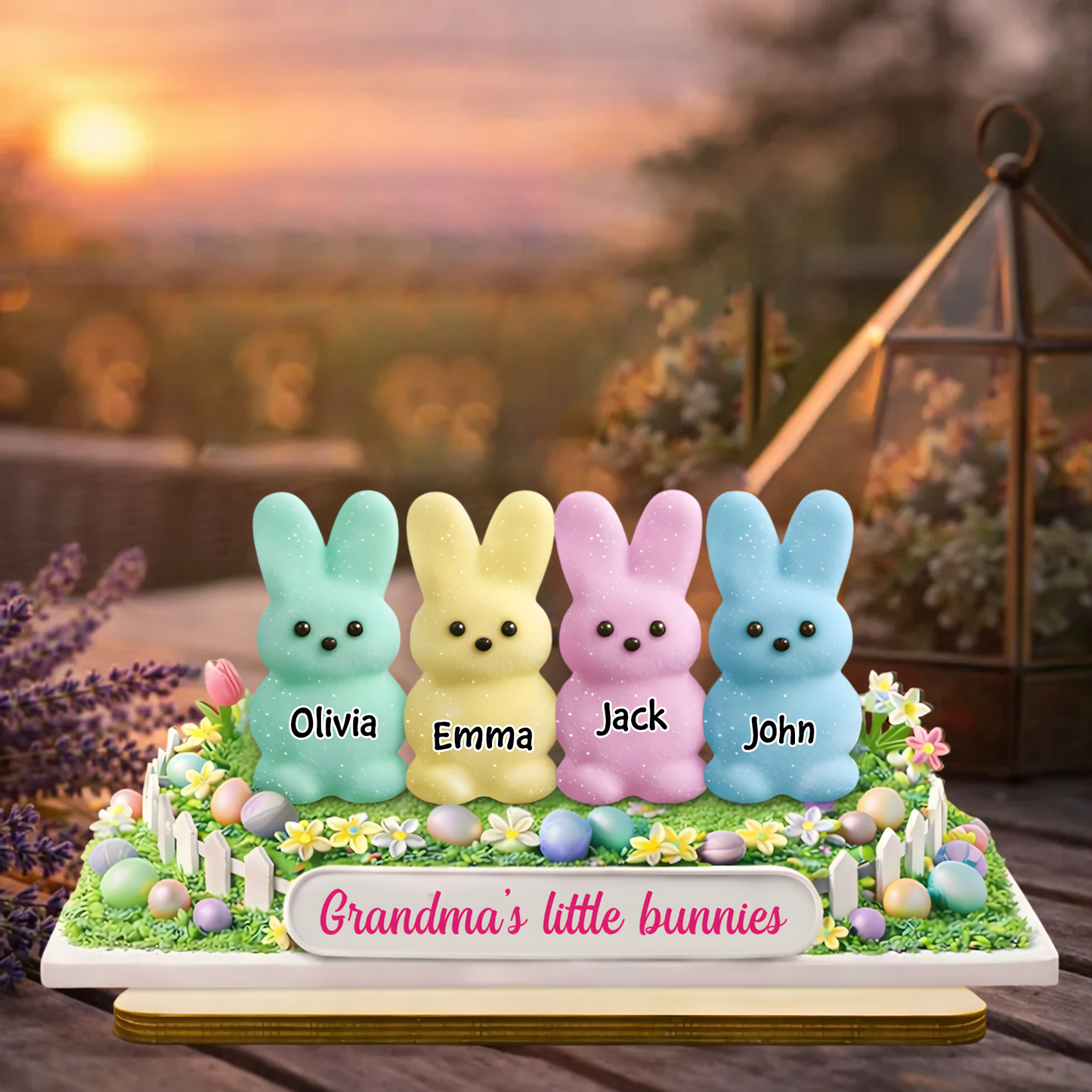 Personalized Easter Bunny Plaque for Grandma - Custom Names of Grandkids, "Grandma's Little Bunnies" Spring Decor
