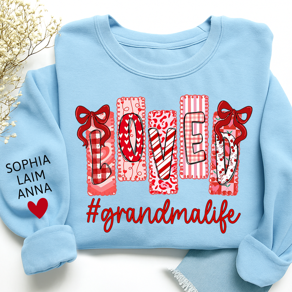 Personalized Love Grandma Life Sweatshirt, Custom Valentine Heart Design