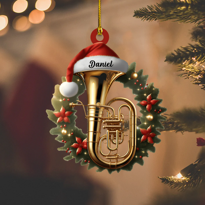 Personalized Tuba Ornament – Custom Name Brass Instrument Christmas Decoration for Musicians Ornament