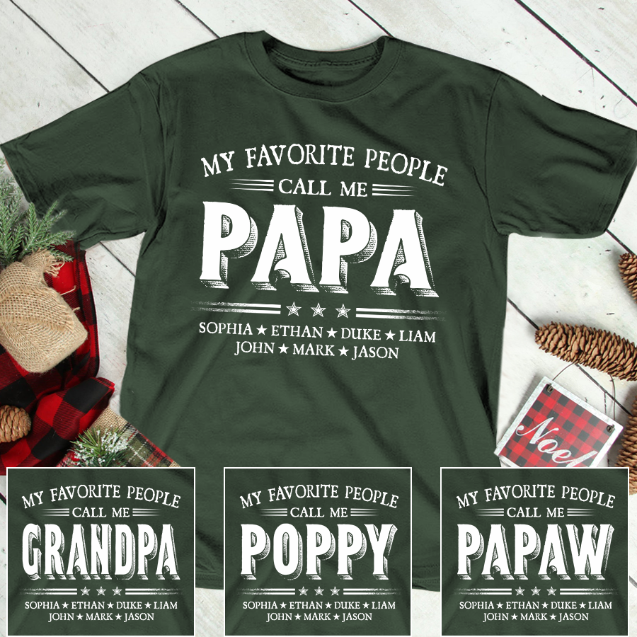 Personalized Papa Hoodie – My Favorite People Call Me Papa, Custom Grandkids Names Gift for Grandpa, Cozy Holiday Sweatshirt for Christmas 2025