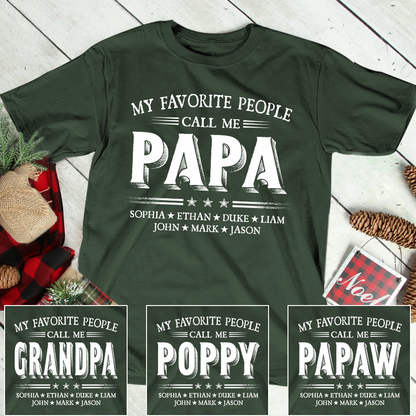 Personalized Papa Hoodie – My Favorite People Call Me Papa, Custom Grandkids Names Gift for Grandpa, Cozy Holiday Sweatshirt for Christmas 2025