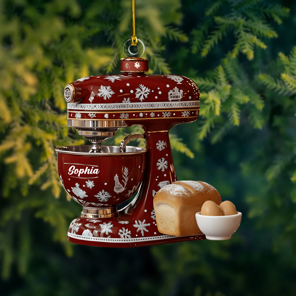 Personalized Mixer Ornament – Custom Name Baking Kitchen Mixer Christmas Decoration for Bakers Ornament