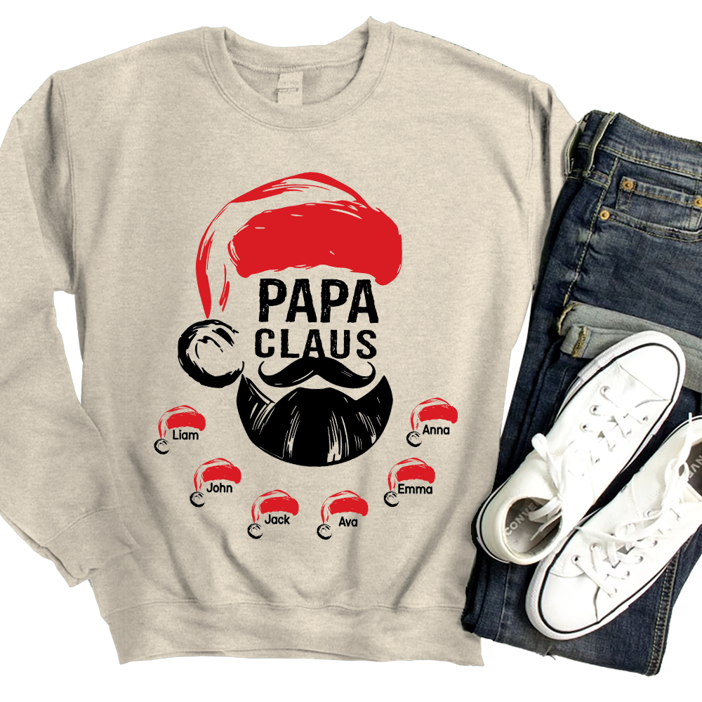 Custom Papa Claus Christmas, Gift For Papa And Kids Sweatshirt