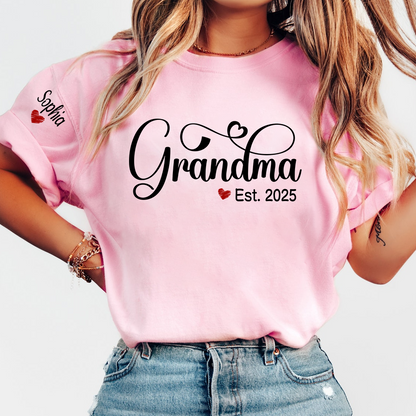Grandma Gifts Personalized Grandma Est Shirt, Custom T-Shirts For Grandma And Kids 2025