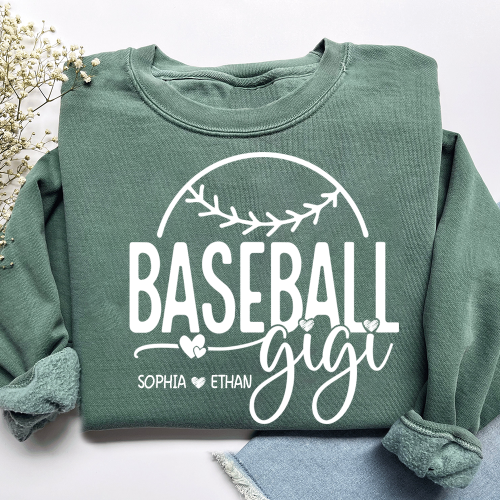 Personalized Baseball Gigi Sweatshirt, Custom Gift For Grandma And Kids
