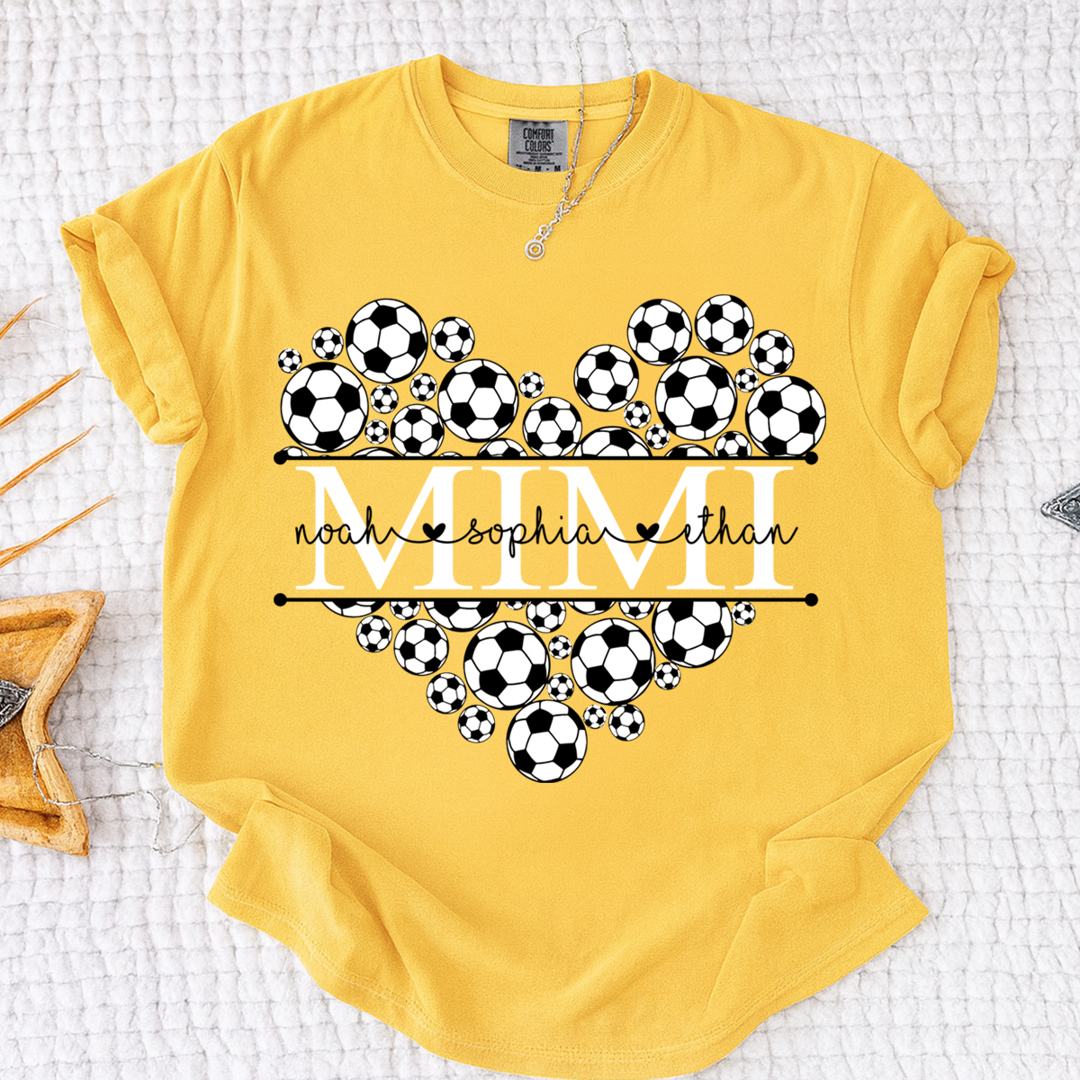 Comfort Colors® Personalized Grandma Soccer Tee, Custom Soccer Mimi Shirt with Custom Grandkids names