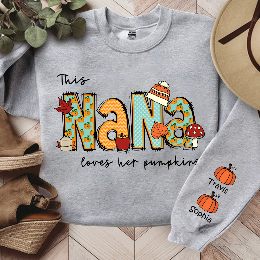 Personalized Nana Autumn Sweatshirt, This Nana Loves Her Pumpkins, Grandma Gift TH