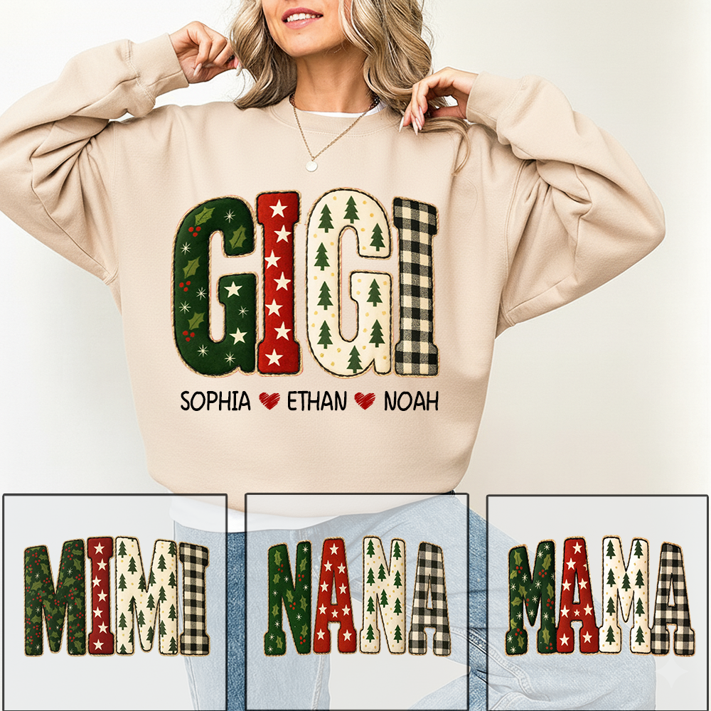 Cozy Xmas Gigi Design Grandma Sweatshirt, Gift for Grandma and Kids