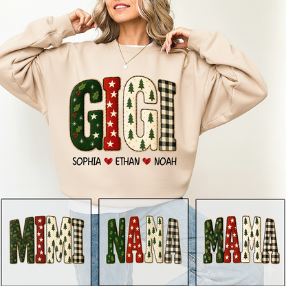 Cozy Xmas Gigi Design Grandma Sweatshirt, Gift for Grandma and Kids