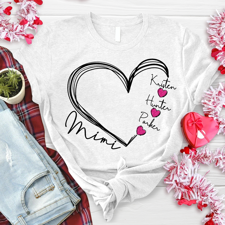 Custom Heart Mimi And Kids Valentine's Day LTP01 Tshirt