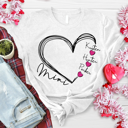 Custom Heart Mimi And Kids Valentine's Day LTP01 Tshirt