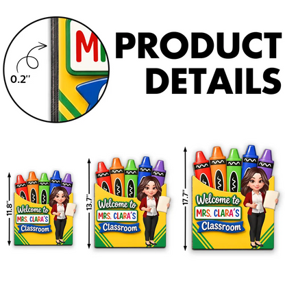 Teacher Welcome To Classroom Crayon Box - Personalized Wood Sign - Back To School Gift For Teacher, Classroom Decor