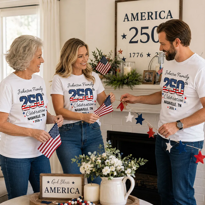 America 250th Anniversary 250 Years Of Freedom 1776 - 2026 - Personalized Shirt - Family Matching Shirt, Patriotic Crew Shirt