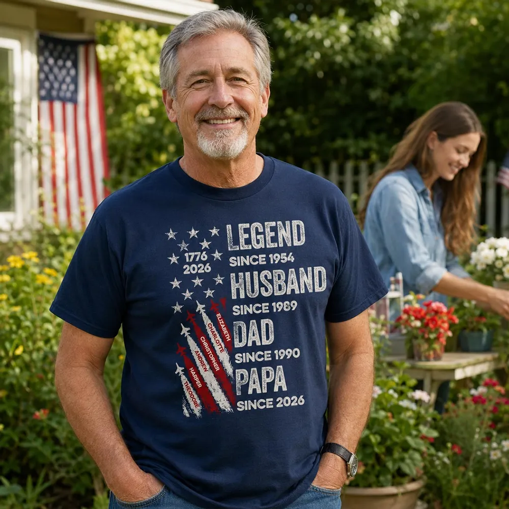 Legend Husband Dad Grandpa Kid Custom Name - Personalized Shirt - American 250th Anniversary Keepsake For Husband, Dad, Grandpa