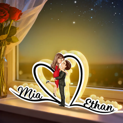 Couple Hugging Kissing Eternal Love - Personalized Light Box - Gift for Him, Gift for Her