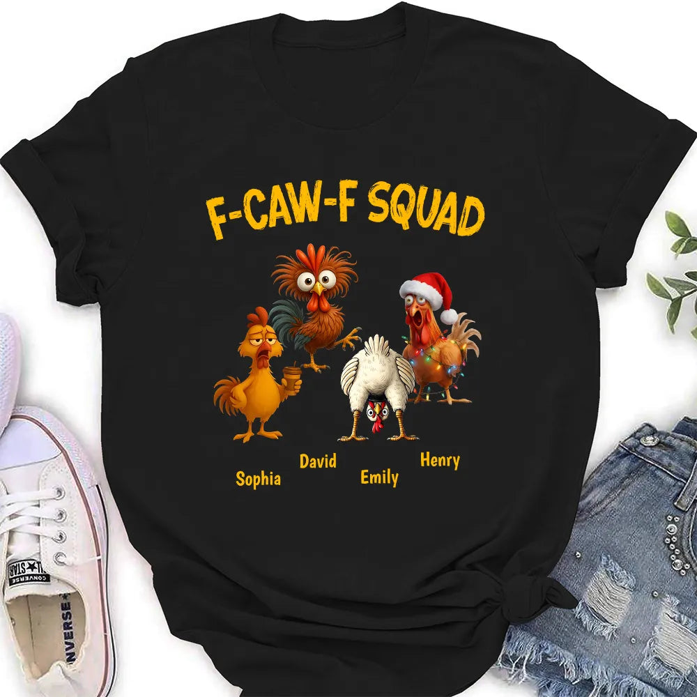 Funny F-CAW-F Squad Chicken Classic Tee, Personalized One of a Kind Gift for Your Crew, Holiday Party Laughs Comfort Colors