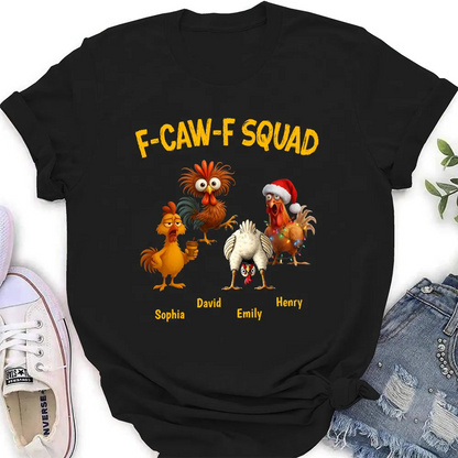 Funny F-CAW-F Squad Chicken Classic Tee, Personalized One of a Kind Gift for Your Crew, Holiday Party Laughs Comfort Colors