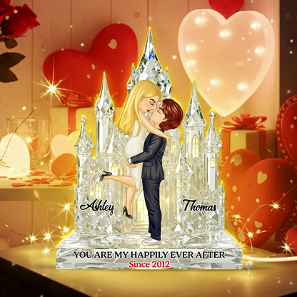 You Are My Happily Ever After Acrylic Light Box, Custom Romantic Night Light, Warm Glow Bookshelf Display, Creative Gift for Couples