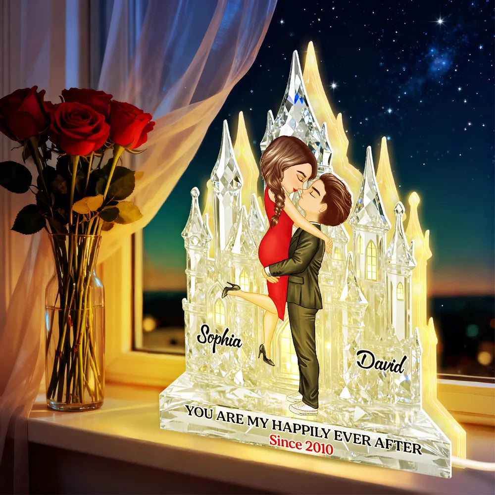 You Are My Happily Ever After Acrylic Light Box, Custom Romantic Night Light, Warm Glow Bookshelf Display, Creative Gift for Couples