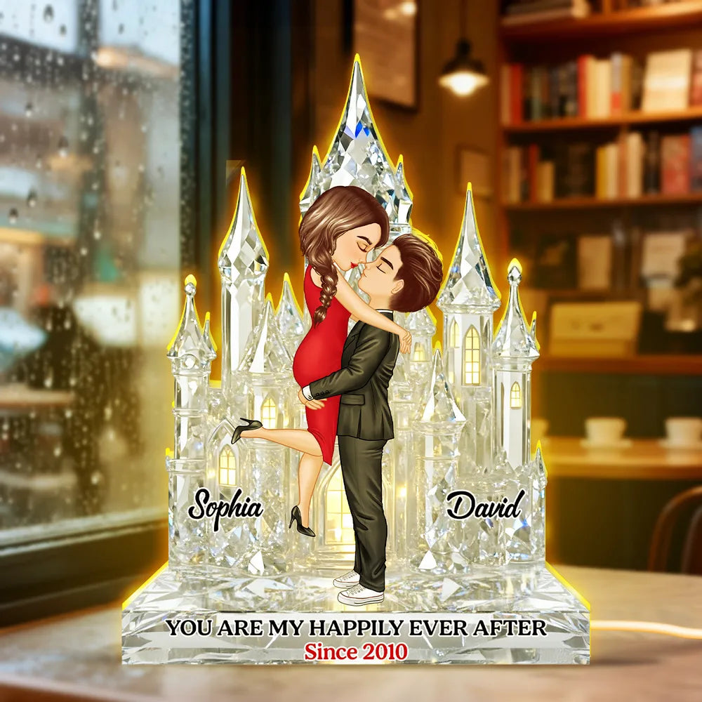 You Are My Happily Ever After Acrylic Light Box, Custom Romantic Night Light, Warm Glow Bookshelf Display, Creative Gift for Couples