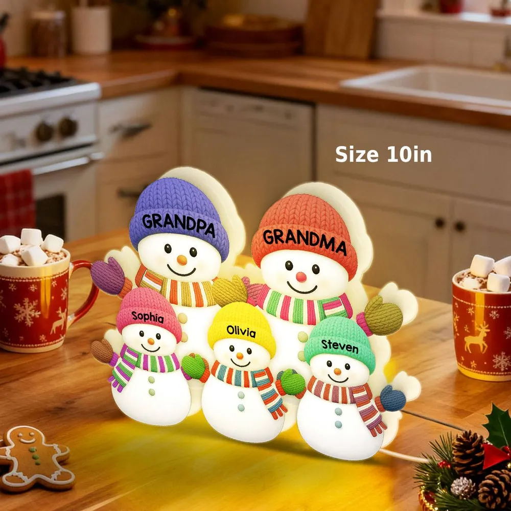 3D Effect Heartwarming Christmas Snowman Light Box – Personalized Gift for Grandma, Grandpa & Grandkids, A Cozy Holiday Keepsake Light Box