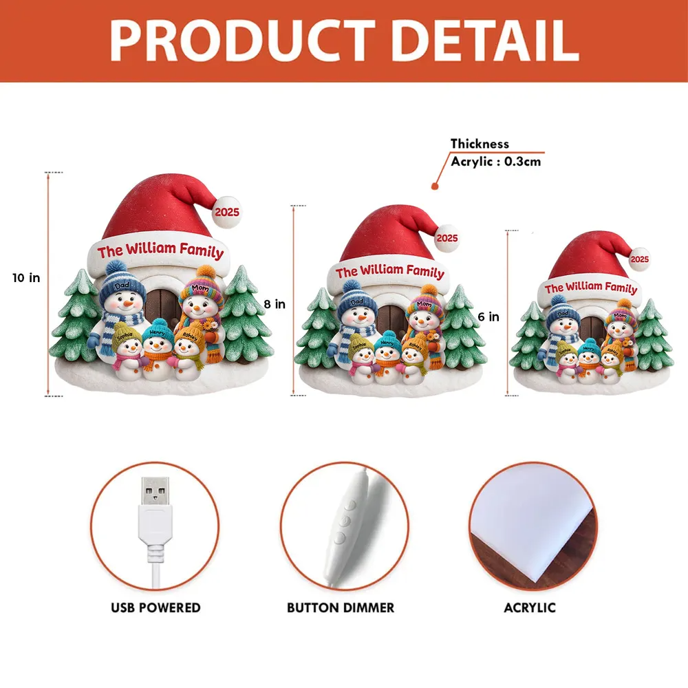 Snow House Family – Personalized Light Box, Festive Christmas Home Decoration & Heartfelt Gift for Loved Ones Light Box