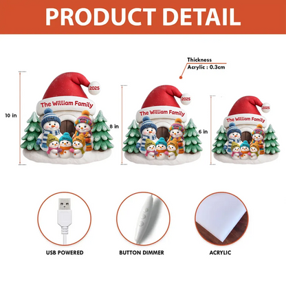 Snow House Family – Personalized Light Box, Festive Christmas Home Decoration & Heartfelt Gift for Loved Ones Light Box