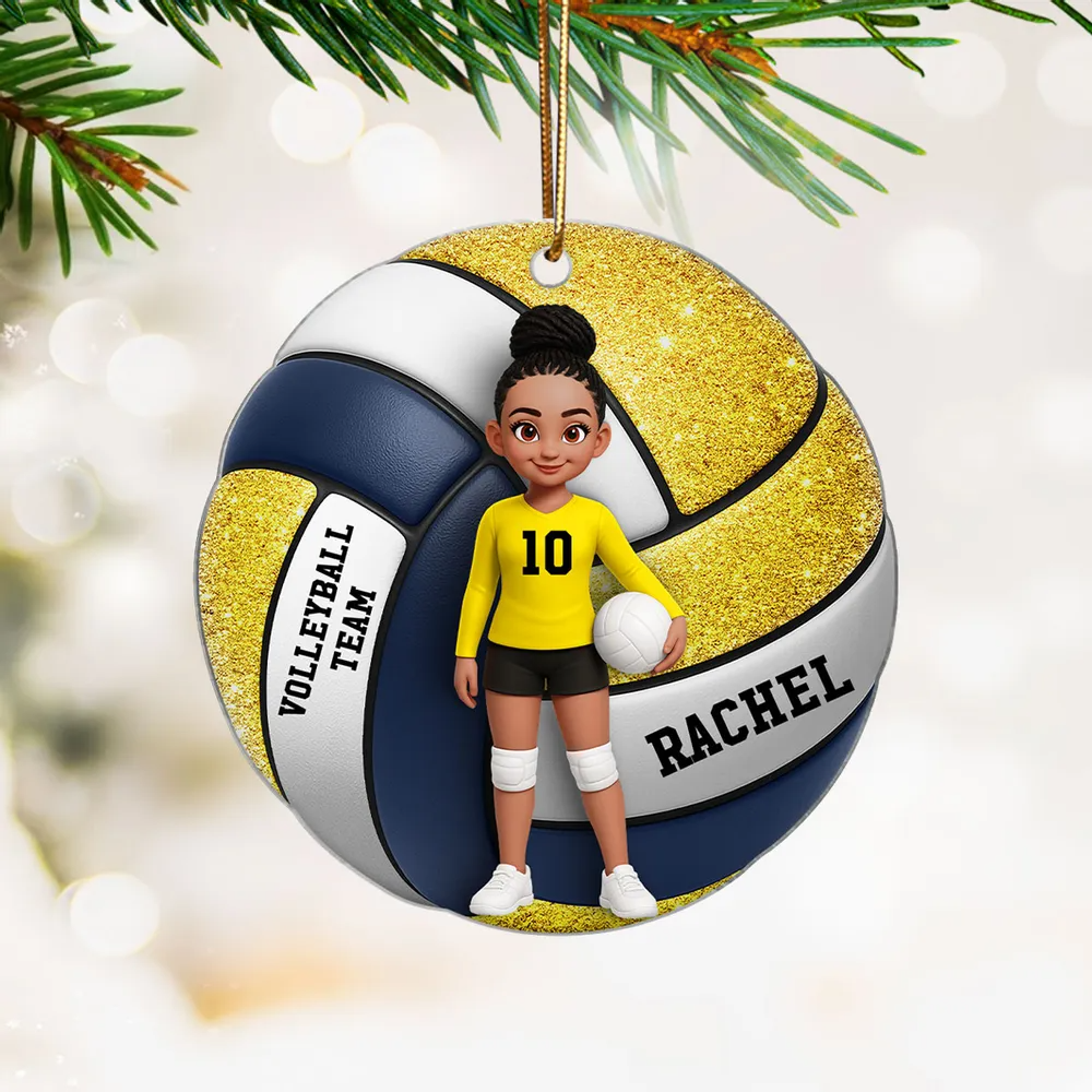 Personalized Volleyball Ornament – Custom Team Player Design, Unique Christmas Gift for Girls and Sports Lovers Size: Ornament