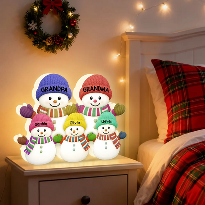 3D Effect Heartwarming Christmas Snowman Light Box – Personalized Gift for Grandma, Grandpa & Grandkids, A Cozy Holiday Keepsake Light Box