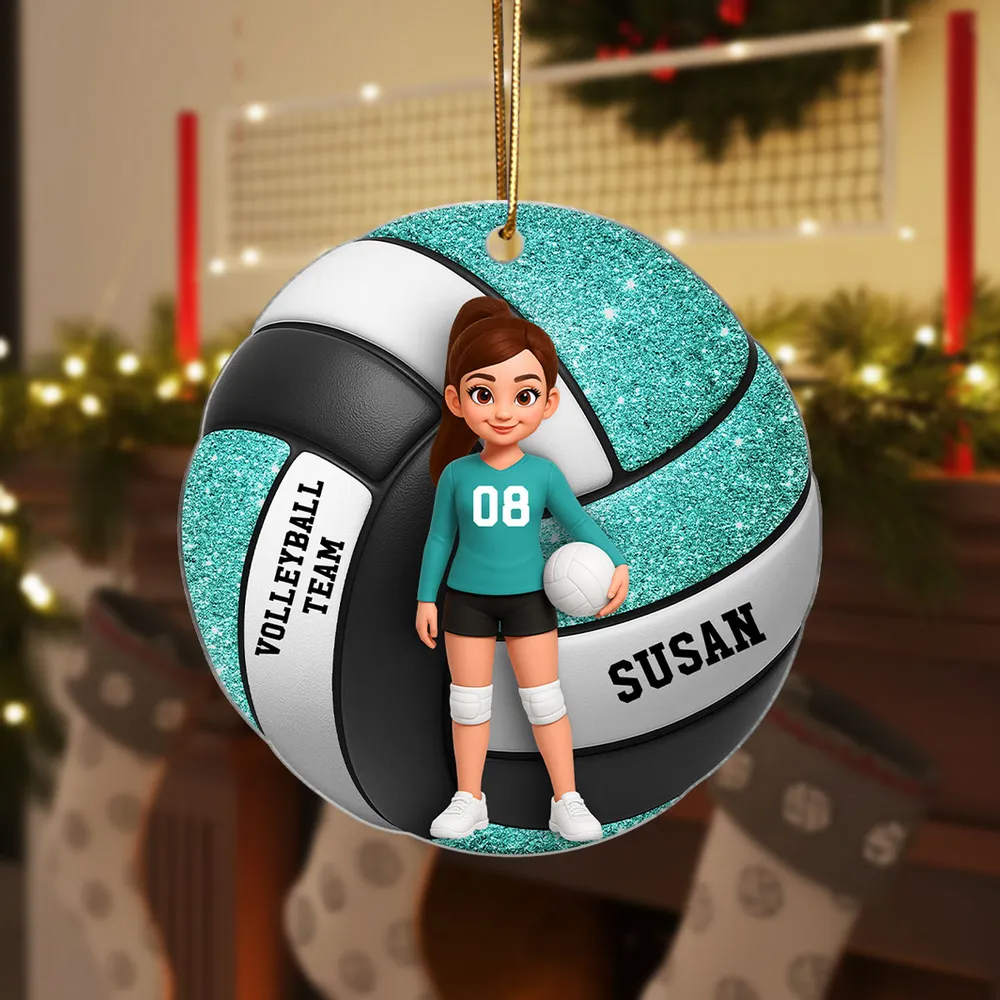Personalized Volleyball Ornament – Custom Team Player Design, Unique Christmas Gift for Girls and Sports Lovers Size: Ornament