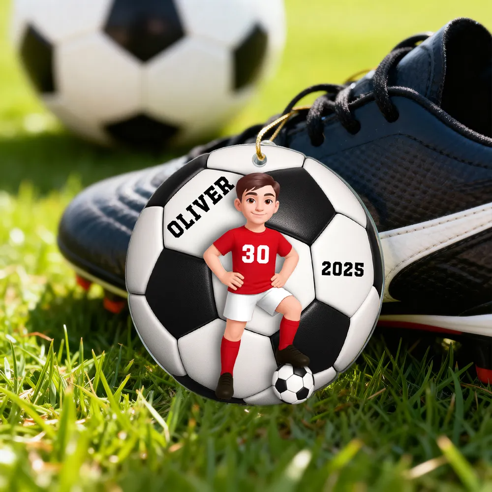 Soccer Girl Boy 3D Effect - Personalized Acrylic Ornament Ornament
