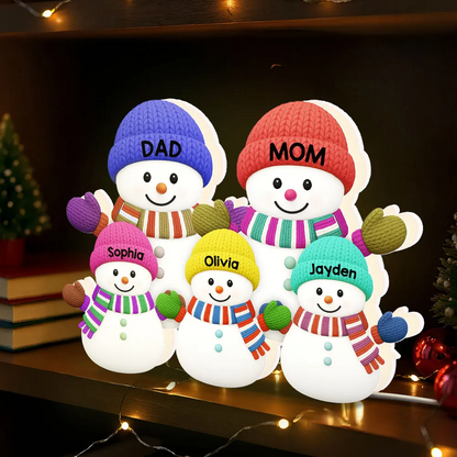 Personalized Dad and Mom Snowman Light Box – Custom Family Christmas Decoration, Cozy Holiday Gift for Parents and Kids Light Box