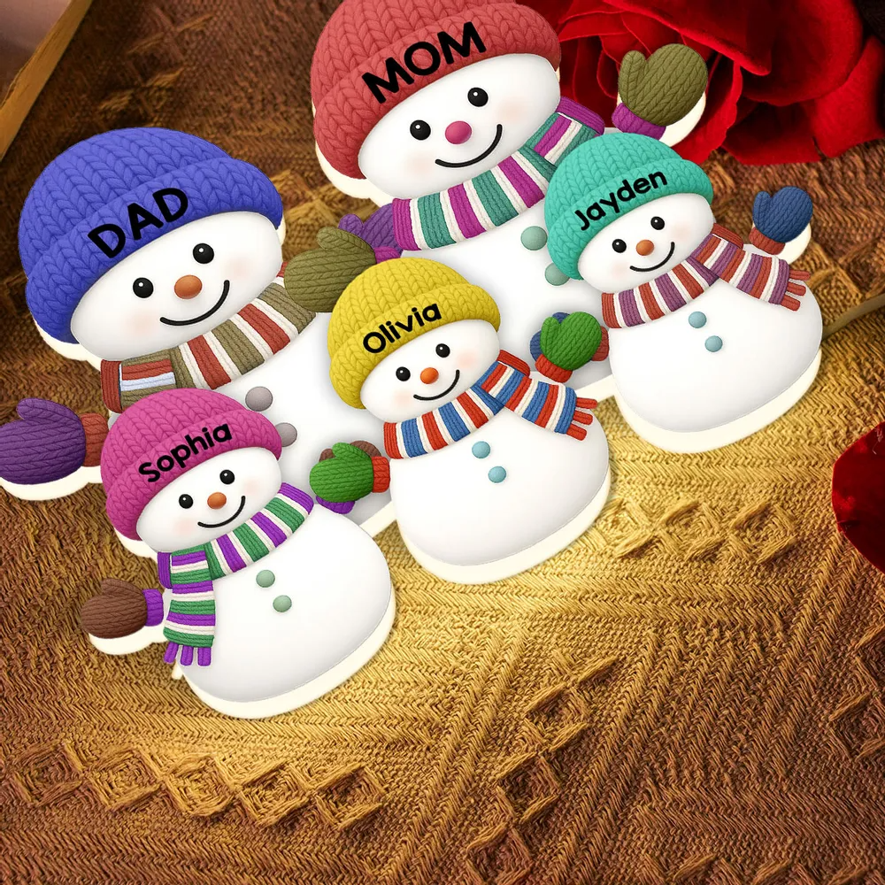 Personalized Dad and Mom Snowman Light Box – Custom Family Christmas Decoration, Cozy Holiday Gift for Parents and Kids Light Box
