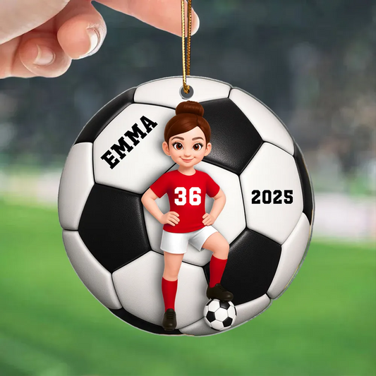 Soccer Girl Boy 3D Effect - Personalized Acrylic Ornament Ornament