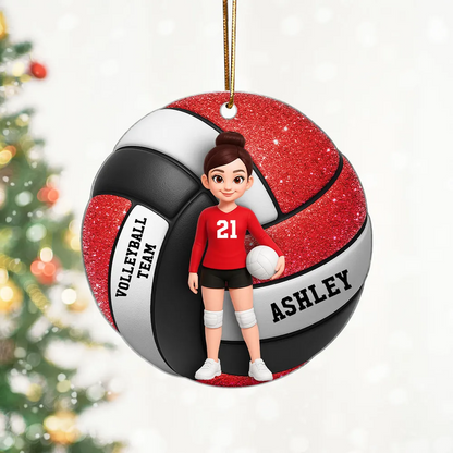 Personalized Volleyball Ornament – Custom Team Player Design, Unique Christmas Gift for Girls and Sports Lovers Size: Ornament
