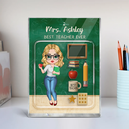 Teacher Action Figure Personalized Acrylic Block, Back To School Gift, Teacher Appreciation Gift