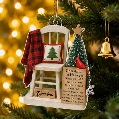 Christmas in Heaven Save a Seat Ornament – Personalized Acrylic Memorial Gift for Loved Ones Ornament