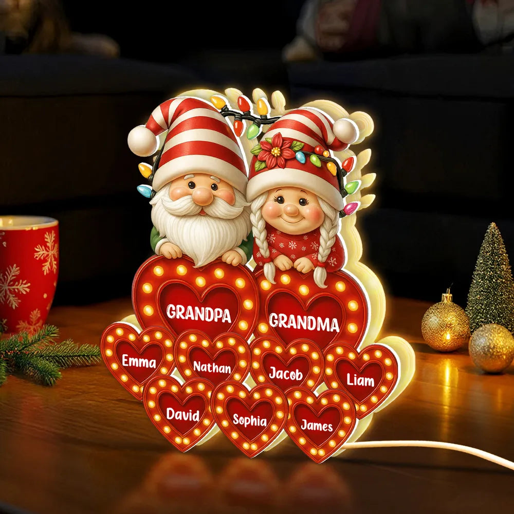 Grandparents Acrylic Light Box – Personalized Christmas Decoration with Grandkids’ Names, Clear and Collectible Gift Light Box