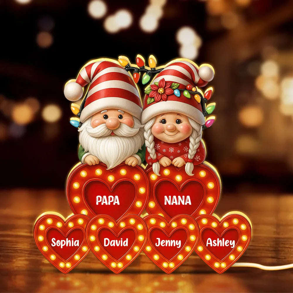 Grandparents Acrylic Light Box – Personalized Christmas Decoration with Grandkids’ Names, Clear and Collectible Gift Light Box