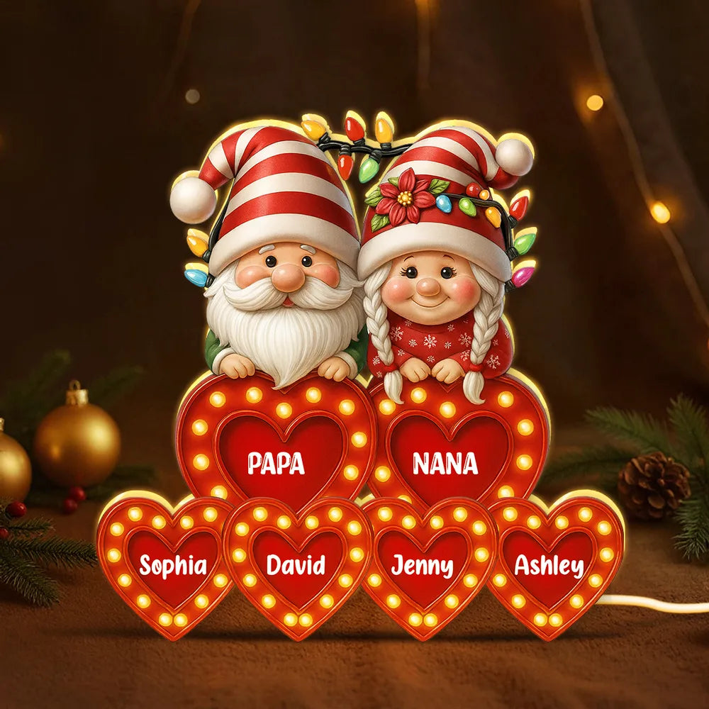 Grandparents Acrylic Light Box – Personalized Christmas Decoration with Grandkids’ Names, Clear and Collectible Gift Light Box