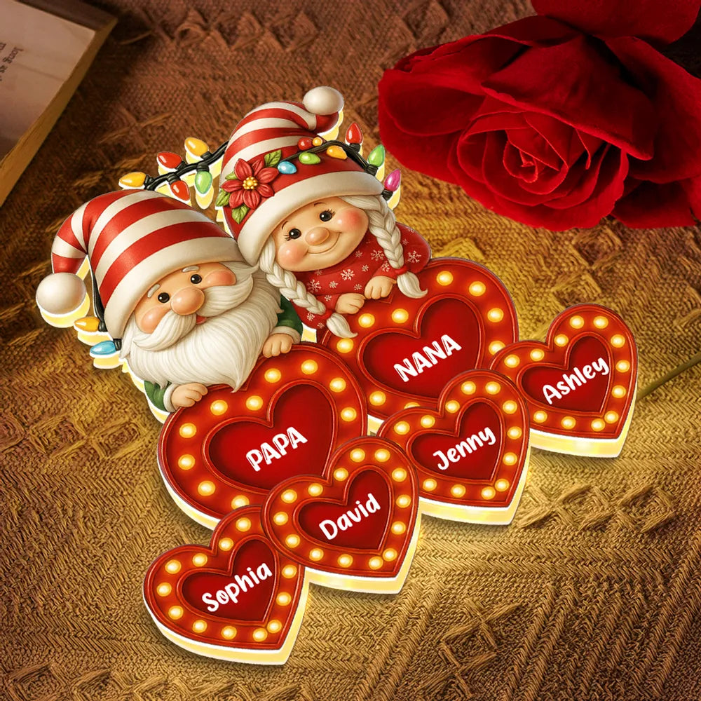 Grandparents Acrylic Light Box – Personalized Christmas Decoration with Grandkids’ Names, Clear and Collectible Gift Light Box