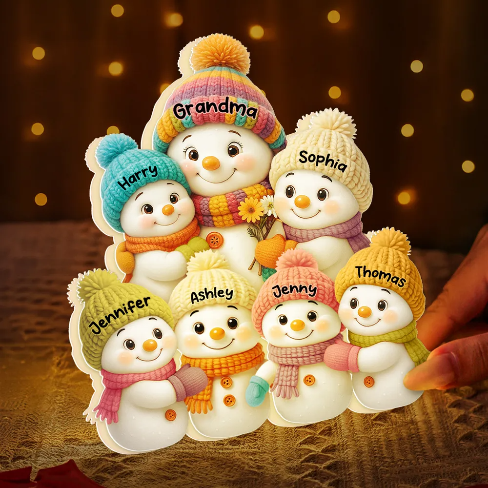 Snowman Grandma and Grandkids Personalized Light Box – Custom Christmas Decoration and Heartfelt Gift for Grandma Light Box